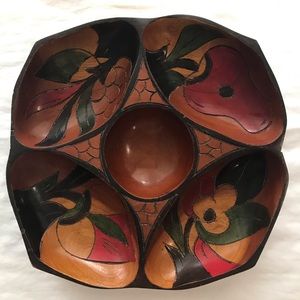 🔥 3 FOR $20 SALE!  Boho hand carved & painted sectional snack bowl